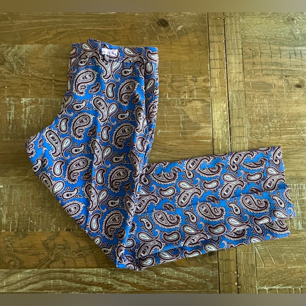 Banana Republic Blue Paisley Avery Chinos, Size 4